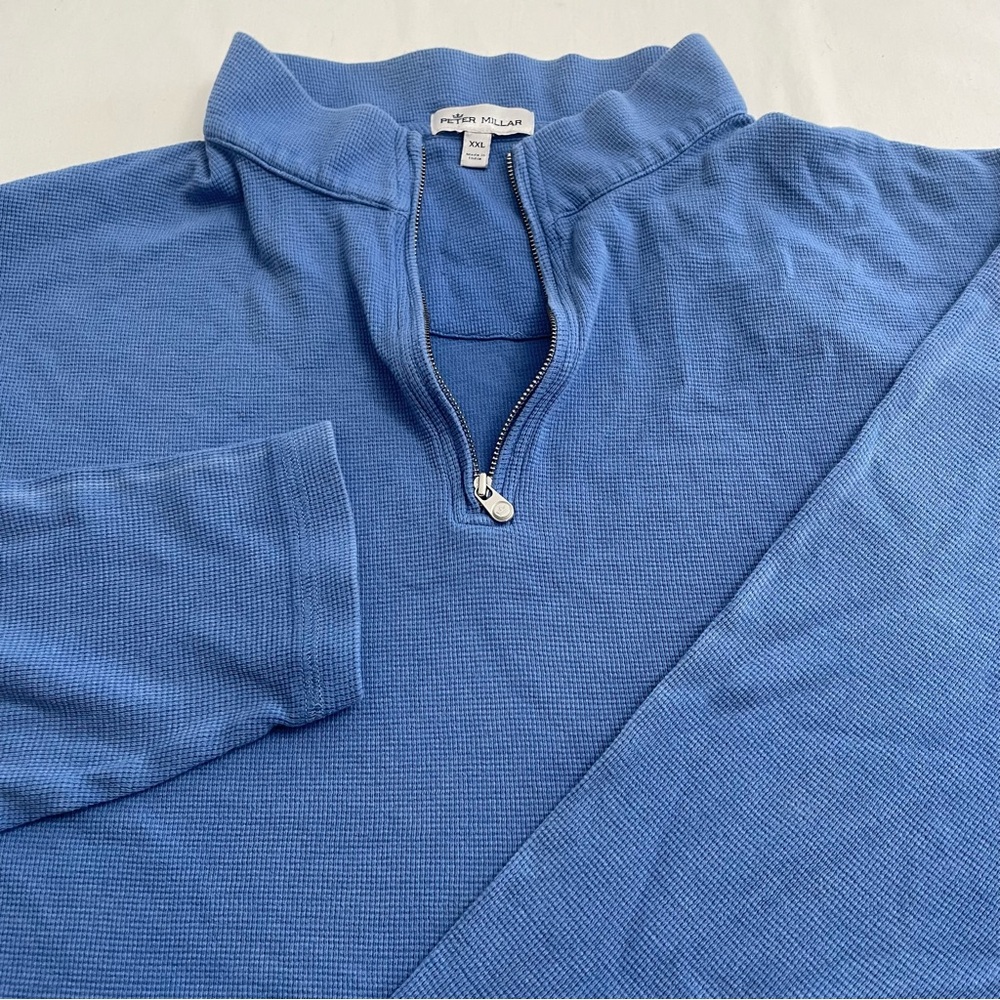 Peter Millar Quarter Zip Shirt Long Sleeve Modal Cotton Blue Men’s XXL  FLAWS